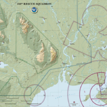 Corporate map of the 210th Rescue Squadron, highlighting unit structure, base locations, mission zones, and operational logistics.