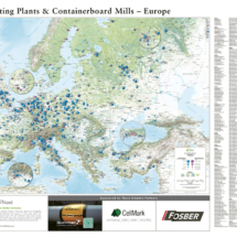 Business asset map of corrugating plants and containerboard mills across Europe, showing facility locations, production sites, and regional distribution.