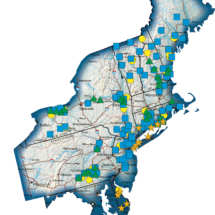 Sales territory map of the AMAT Northeast Division featuring JU business assets and regional distribution.