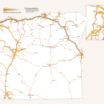 Transportation atlas map of Oregon showing traffic volumes scaled by thousands of vehicles per day.