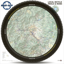 Wall art map of local bicycle trails and rides in Oregon.