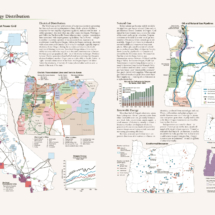 Corporate map of Oregon energy distribution showcasing detailed electrical distribution, natural gas and oil pipelines, and renewable energy information.