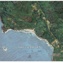 Business asset map of Saint Sebastien featuring a real terrain view with meter-scale terrain contours.