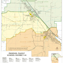 Sales territory and zip code map of the Phoenix-Talent School District, showing district boundaries, zip code regions, and service areas.