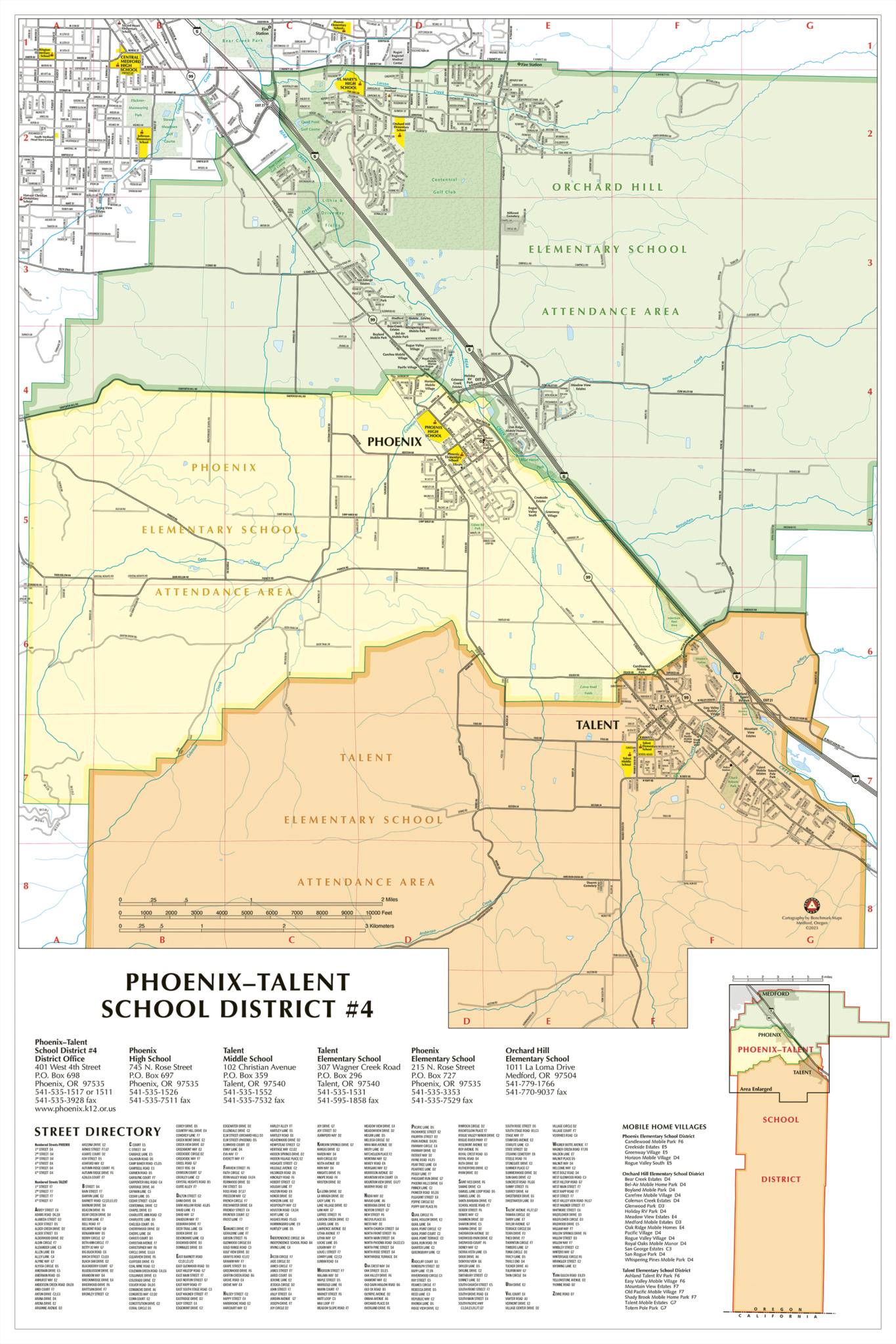 Sales territory and zip code map of the Phoenix-Talent School District, showing district boundaries, zip code regions, and service areas.