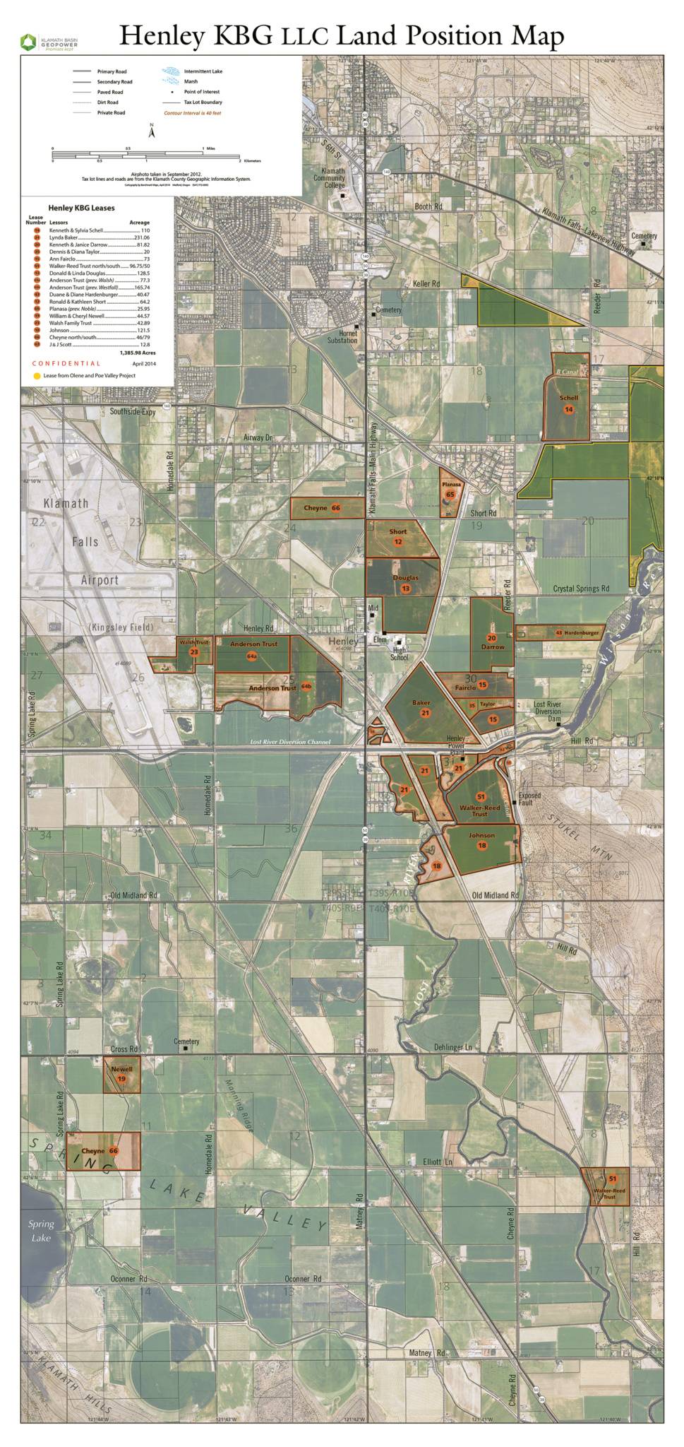 Business asset map of Henley KBG LLC showing land positions and property holdings.