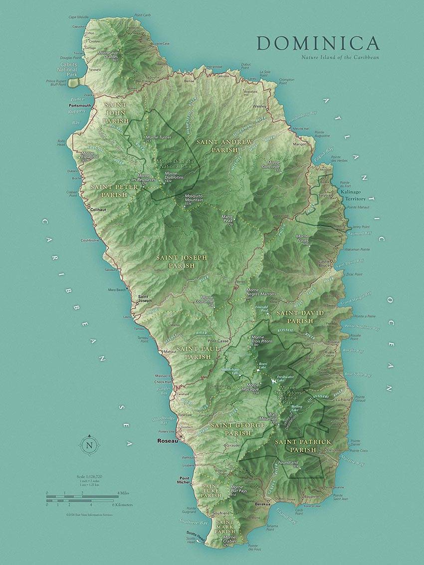 Map of Dominica Island