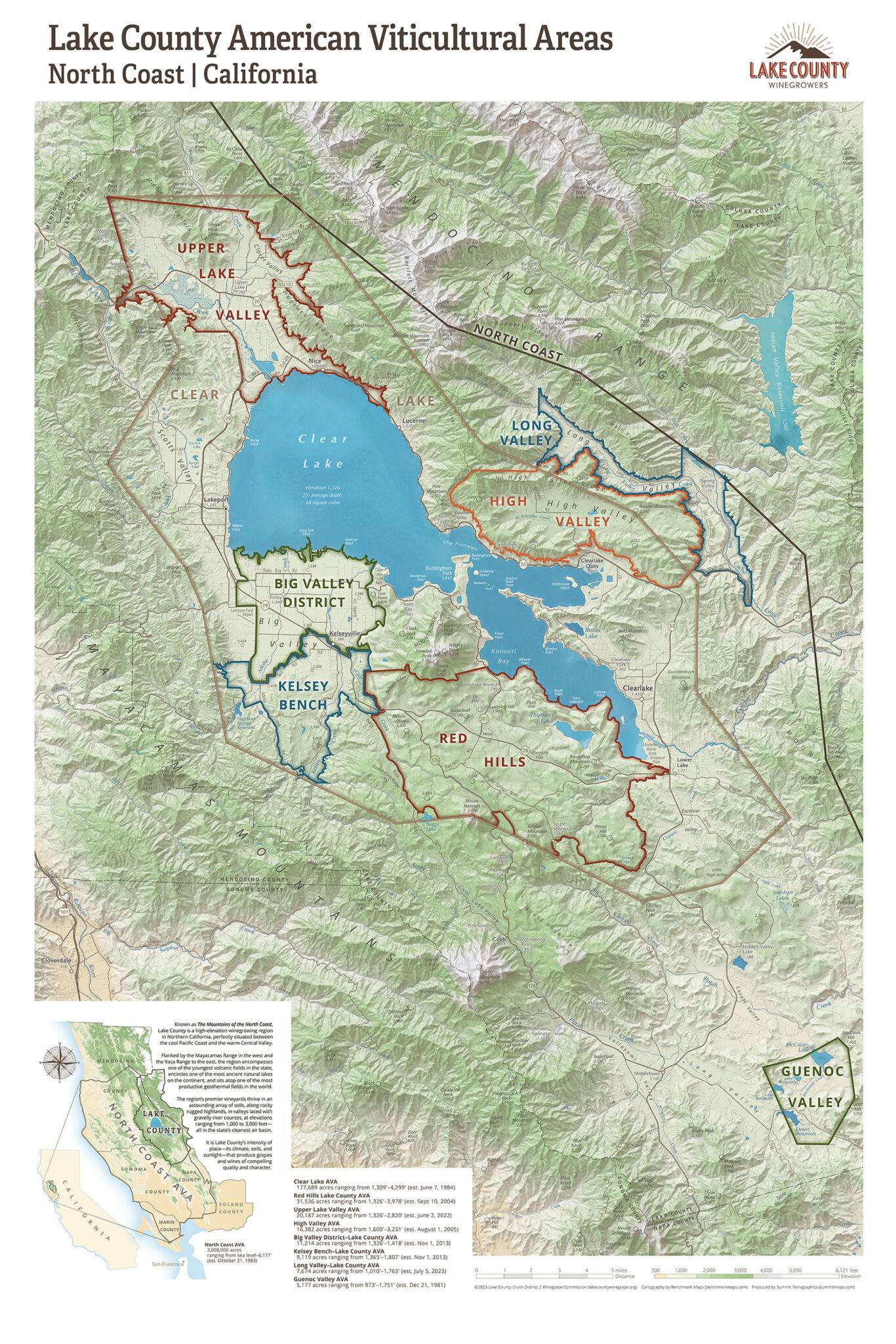 Sales territory map of Lake County American Viticulture Areas (AVAs) in California, highlighting wine regions, boundaries, and distribution zones.