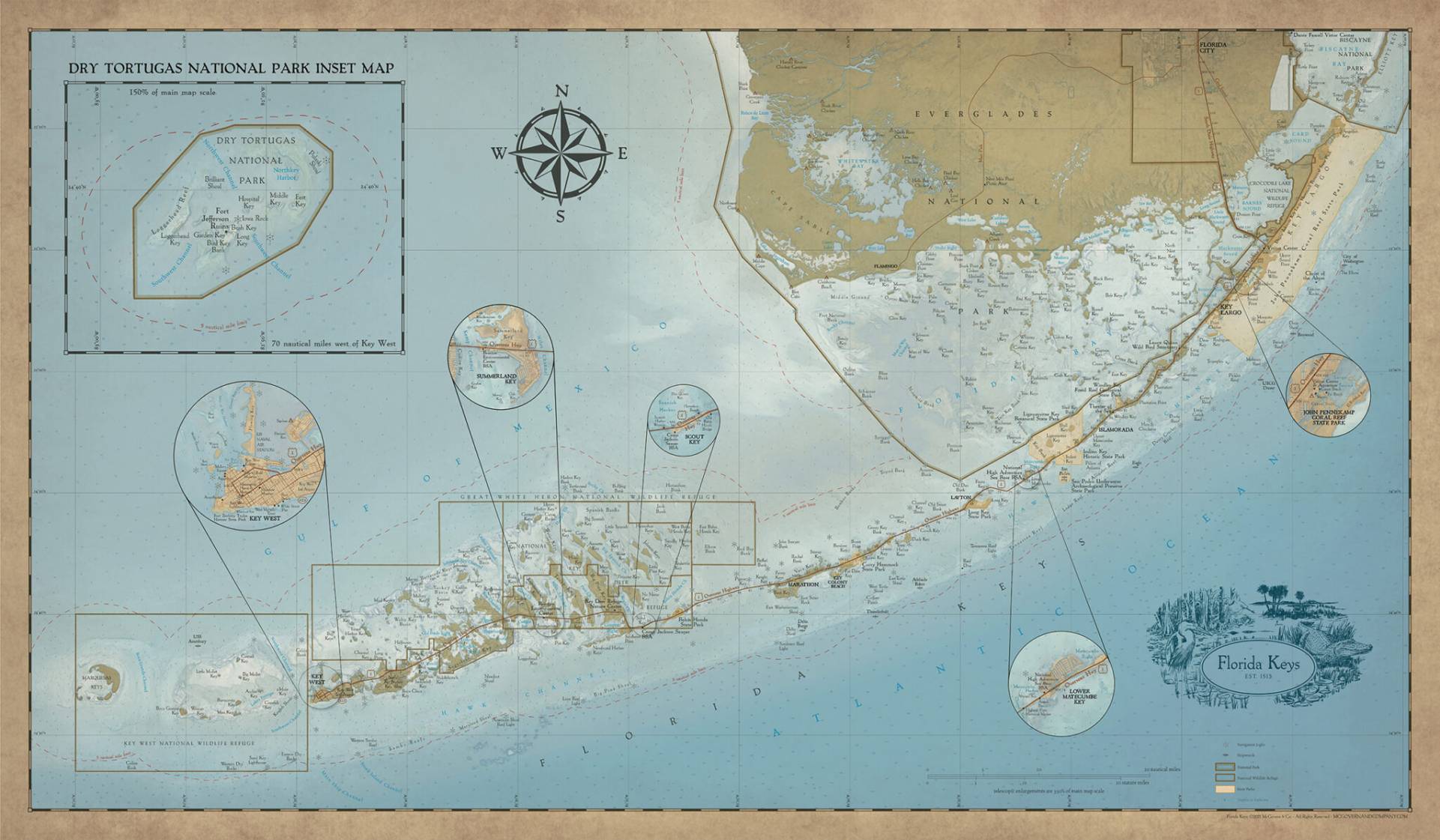 Antique Map of the Florida Keys