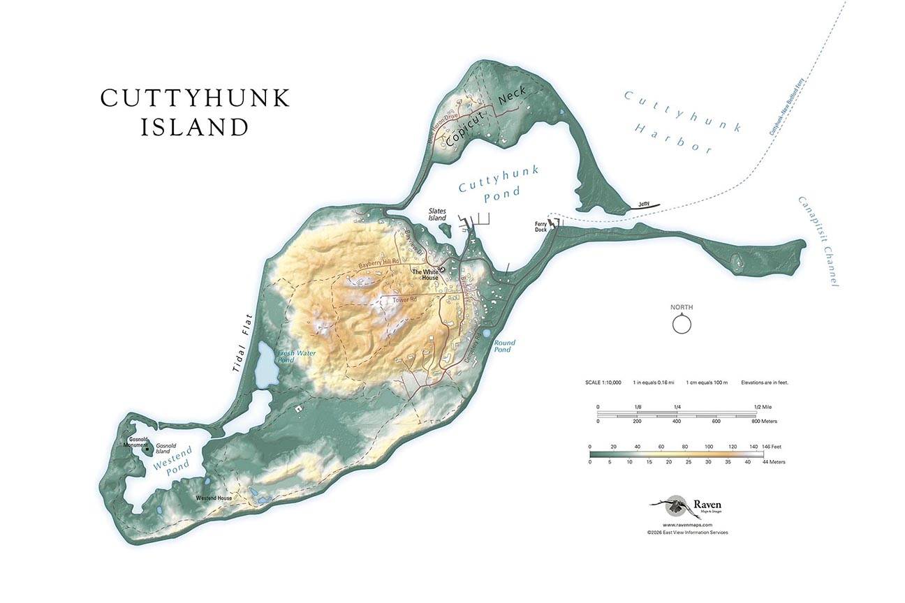 Raven Style Map of Cuttyhunk Island